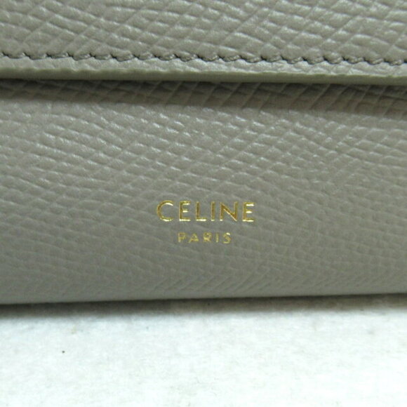 Celine fold Field Leather Gray Trio Tri Wallet